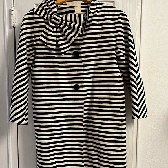 Kate Spade Dorothy Coat - black and white with bow - - Picture 1 of 3
